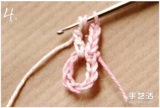 钩针小花朵图解教程 六个花瓣装饰小花的钩法(图4)