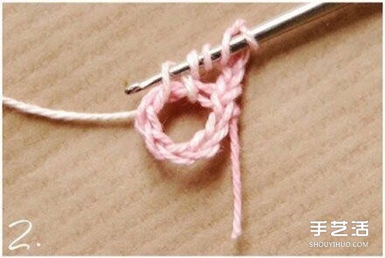 钩针小花朵图解教程 六个花瓣装饰小花的钩法(图2)