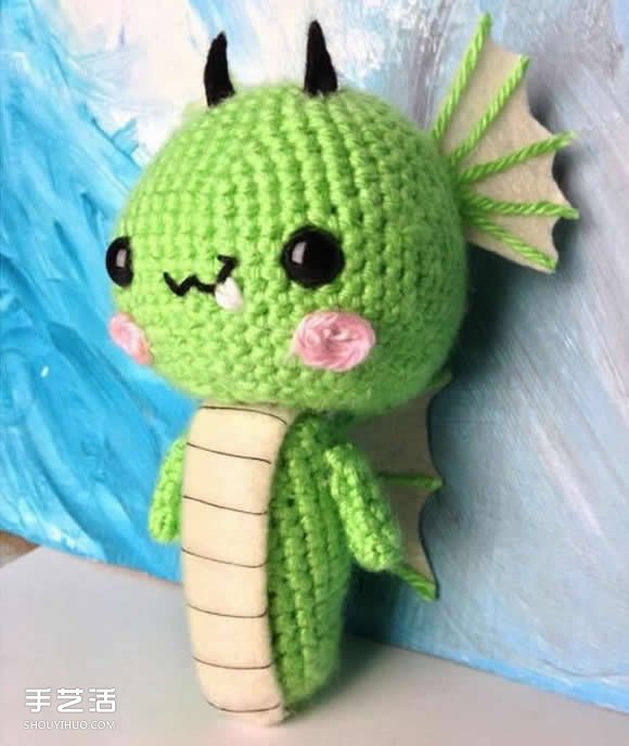 针织制作可爱的小龙 超萌小龙玩偶钩针DIY(图23)