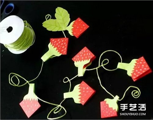 儿童折纸草莓的折法图解 可以做墙饰或项链(图5)