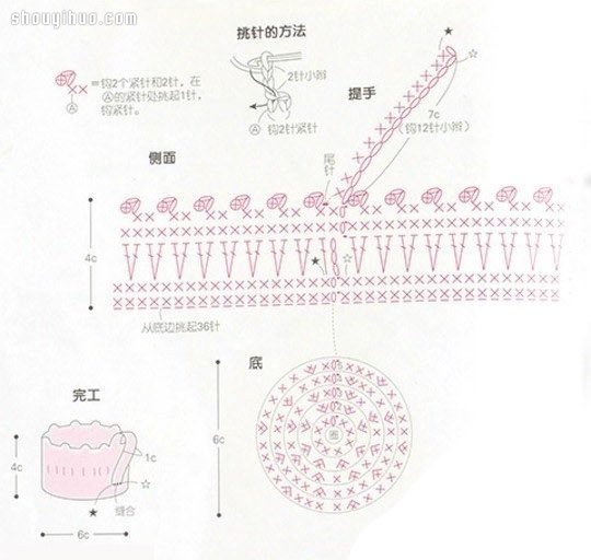 超可爱清新的毛线杯套钩针编织图解教程(图10)