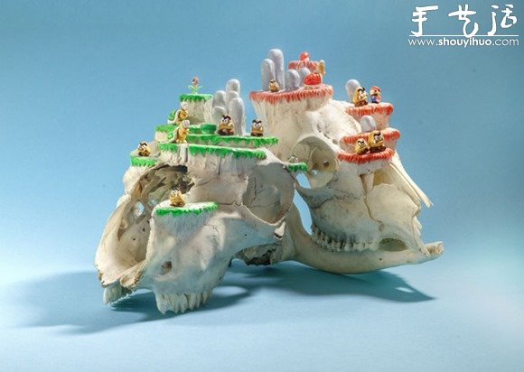 动物头骨上的超级玛丽游戏场景(图2)