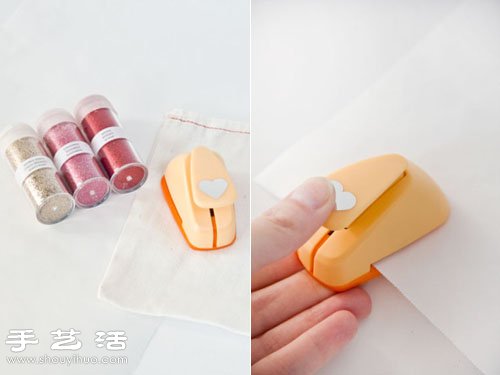 旧物改造：收纳袋创意DIY闪亮心形图案(图2)