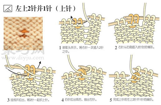 上针及下针左上2针并1针织法图解(图1)