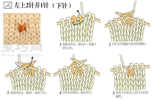 上针及下针左上2针并1针织法图解(图2)