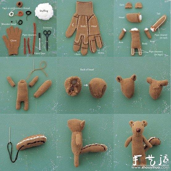 旧手套手工DIY可爱小松鼠 - 双维造物网
