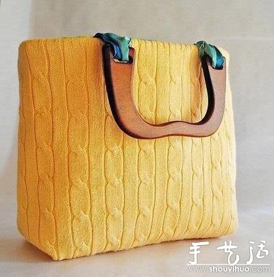 旧毛衣手工DIY制作时尚手提包的教程 - 双维造物网