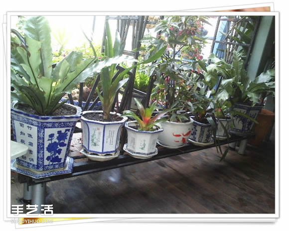 铁架子废物利用 DIY手工制作搁置花盆的架子(图1)