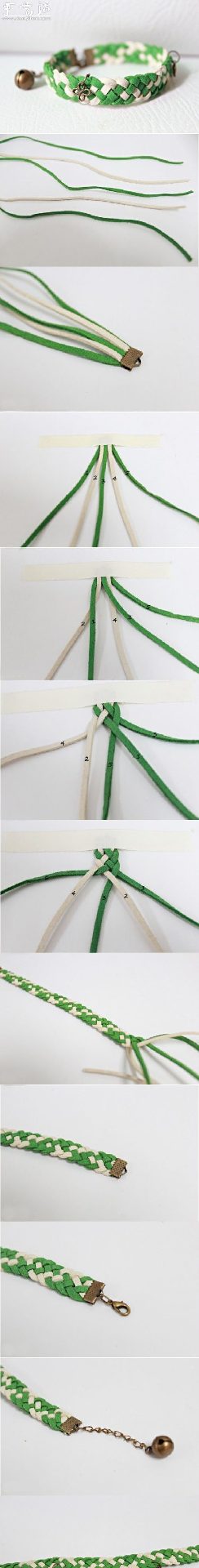 清新绿色手链的编织教程(图1)