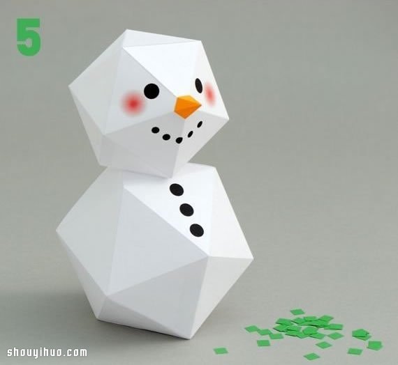 卡纸折纸手工制作立体多边形雪人图解教程(图1)