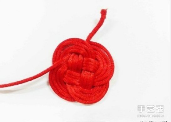 双线结玫瑰花的编法 手工编织双线结玫瑰图解(图5)