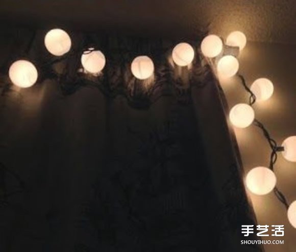 破掉的乒乓球废物利用DIY制作节日装饰灯带(图5)