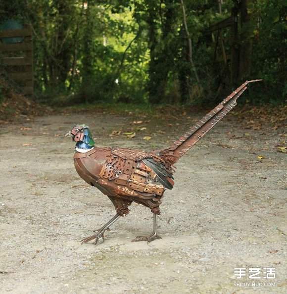 废弃金属变废为宝DIY翠鸟、蓝蝶、喜鹊等动物(图6)