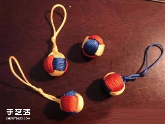 三色球的编织方法图解 用道具编三色球小挂件 - 双维造物网