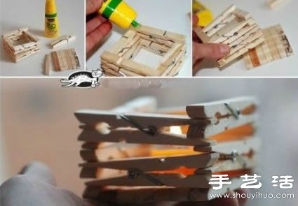 利用木夹子DIY制作简单小烛台(图2)