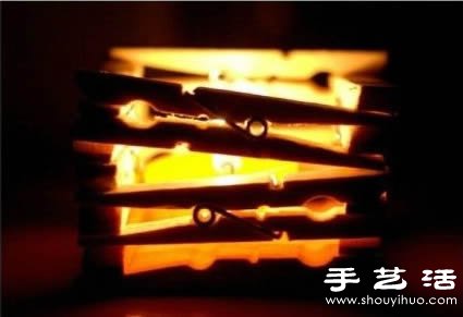 利用木夹子DIY制作简单小烛台 - 双维造物网