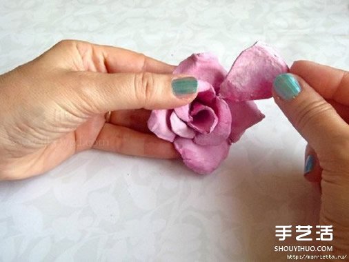 蛋托玫瑰花装饰手工制作 即使婚礼上都可以用(图7)