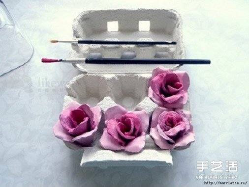 蛋托玫瑰花装饰手工制作 即使婚礼上都可以用(图8)