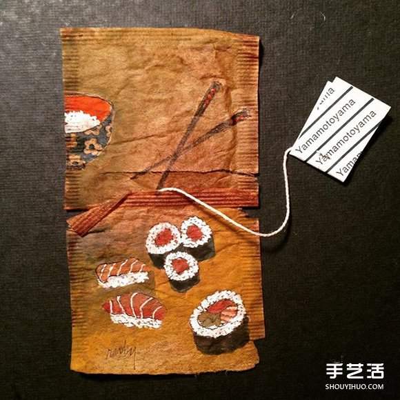 变废为宝：艺术家用喝过的茶包当画布写日记(图12)