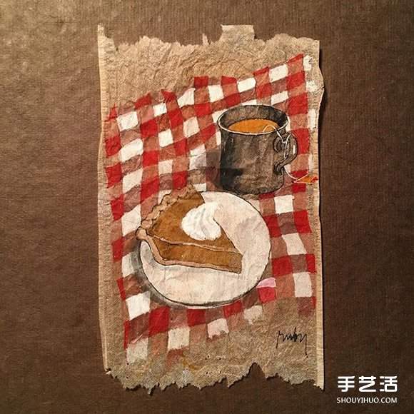 变废为宝：艺术家用喝过的茶包当画布写日记(图14)
