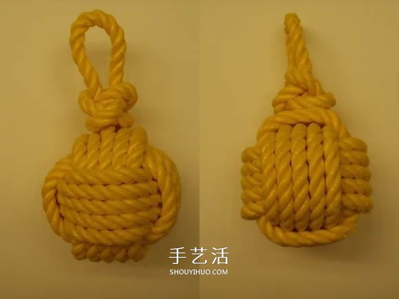 绳子编织球体的方法 怎么用绳编圆球小挂件(图16)