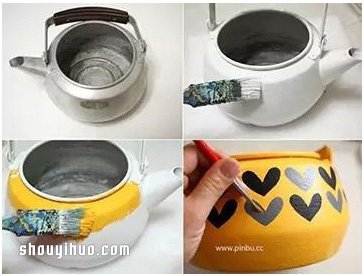 坏掉的烧水壶废物利用DIY制作花盆的方法 - 双维造物网
