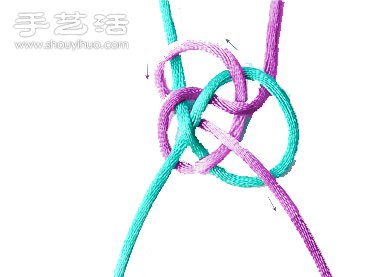 双线纽扣结的编法图解(图5)