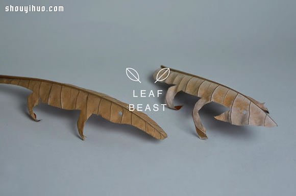 干枯树叶手工制作成各种生动逼真的动物(图2)