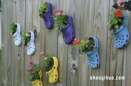 旧鞋子废物利用变花盆 DIY制作超有特色盆栽(图1)