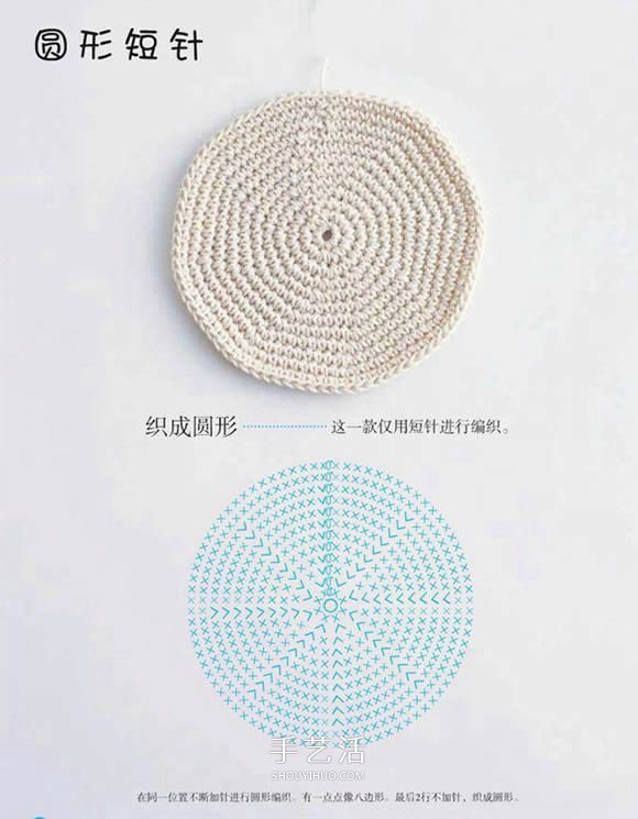 长短针手工编织垫子的方法 可用作杯垫或地垫 - 双维造物网