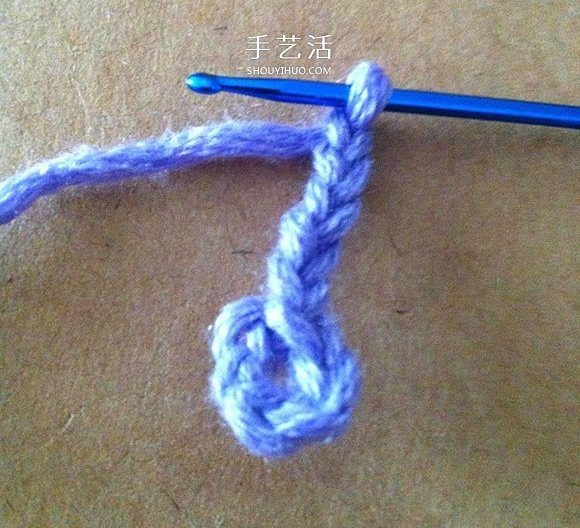 两层双色五瓣花的钩法 手工钩针编织五角星花(图4)
