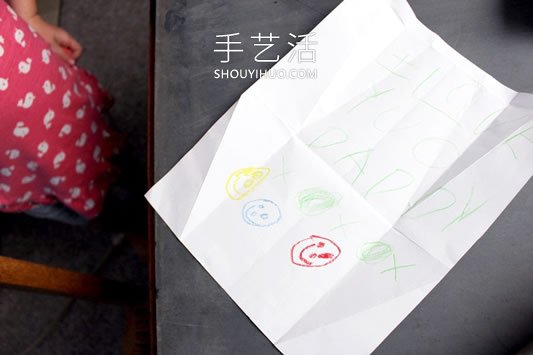 儿童手工折纸父亲节衬衫贺卡的折法图解(图3)