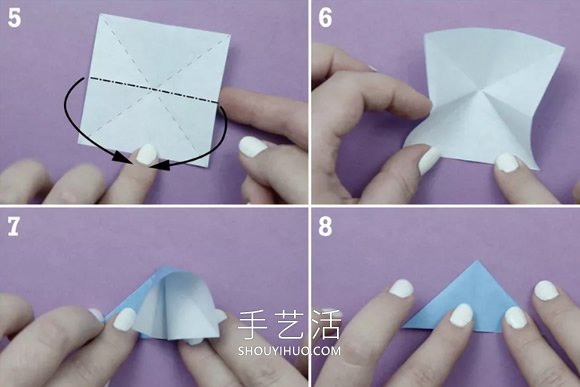 儿童折纸吹气旋转玩具的折法图解教程(图3)