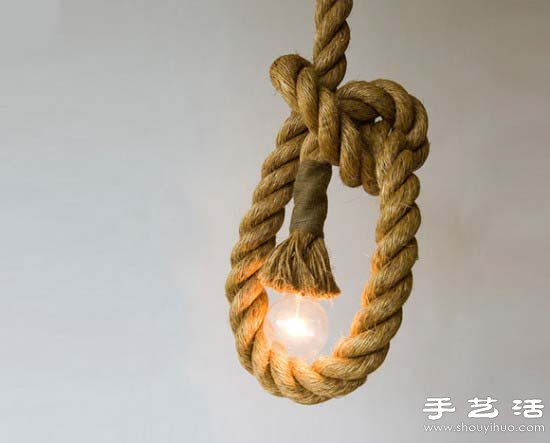 创意DIY复古麻绳吊灯(图2)