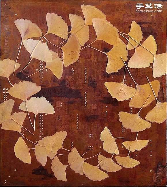 掉落叶子与电子垃圾DIY制作环保艺术作品(图7)
