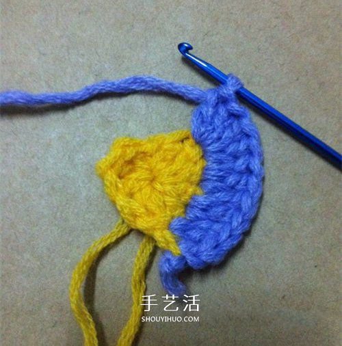 看着像一只奶油桃子！可爱心形的钩针编织图解(图6)