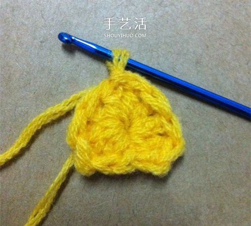 看着像一只奶油桃子！可爱心形的钩针编织图解(图5)