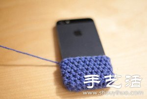 毛线+钩针 手工制作小黄人手机套(图3)