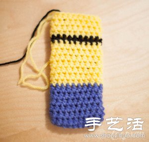 毛线+钩针 手工制作小黄人手机套(图5)