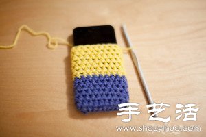 毛线+钩针 手工制作小黄人手机套(图4)