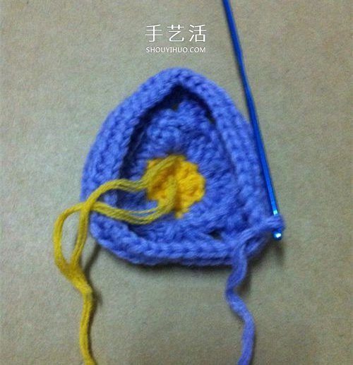 看着像一只奶油桃子！可爱心形的钩针编织图解(图13)