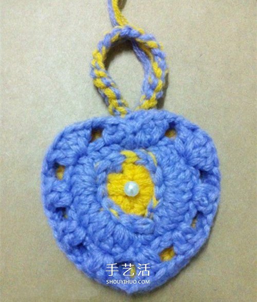 看着像一只奶油桃子！可爱心形的钩针编织图解(图18)