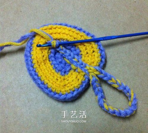 看着像一只奶油桃子！可爱心形的钩针编织图解(图17)