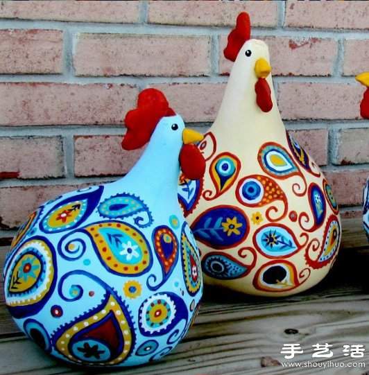 葫芦创意手工制作可爱大公鸡手工艺品(图8)