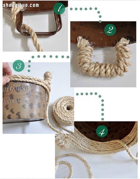 麻绳改造废旧塑料篮 手工DIY制作收纳篮(图3)