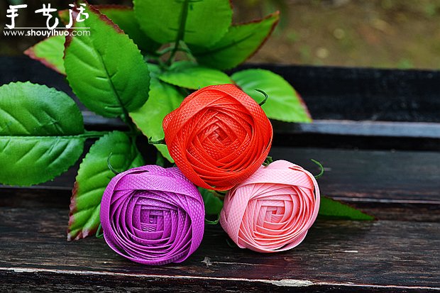 编织带手工编织漂亮鲜花教程(图15)