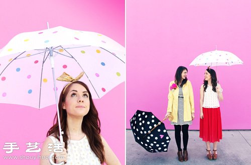 创意手工：用胶带DIY清新的斑点雨伞/阳伞(图1)