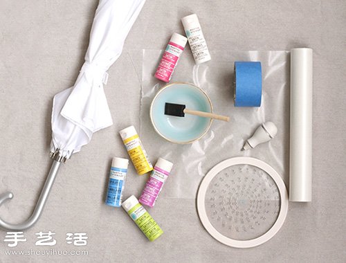 创意手工：用胶带DIY清新的斑点雨伞/阳伞(图2)