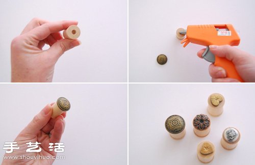 纽扣+木线轴 DIY手工制作复古蜡泥封印(图3)