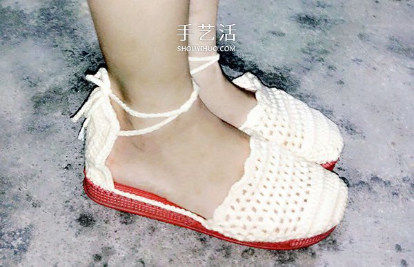清凉凉鞋的钩法图解 钩织女式凉鞋的方法(图13)